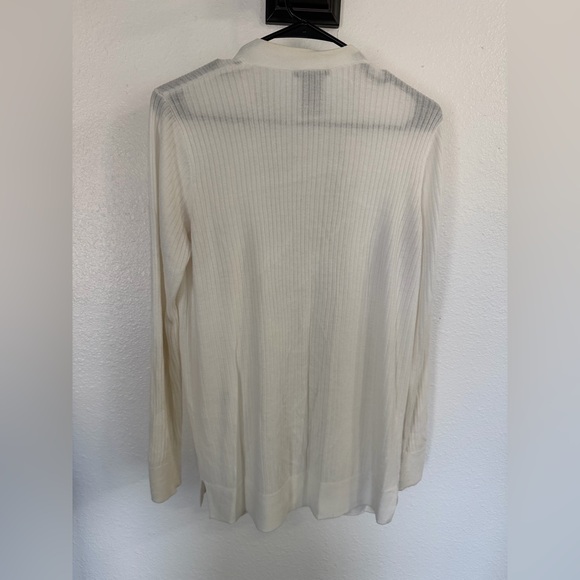 Matty M Cream Ribbed Open-Front Cardigan - Picture 2 of 4